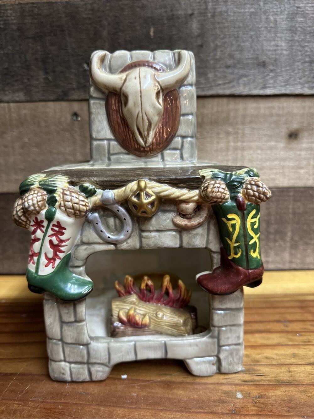 Figi 8.5" Western Chimney Fireplace Tealight Holder Cowboy Santa Stockings Boot